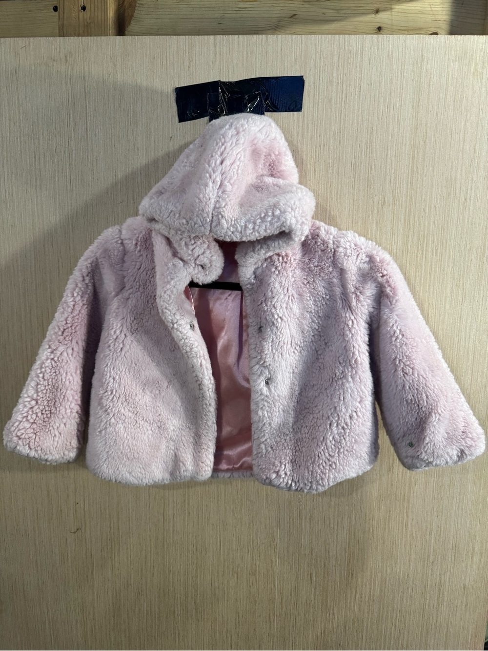 Hanna Andersson Faux Fur Plush Hooded Button Up Jacket - Light Pink Size 4T